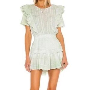 LoveShackFancy Pale Green Natasha Ruffle Dress